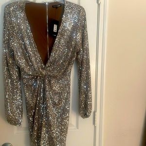 Silver Sequin Mini Dress